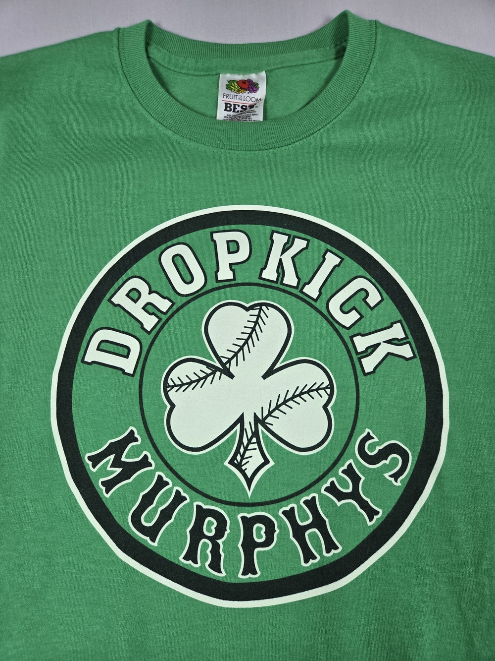 Vintage Y2K Dropkick Murphys Shamrock Circle Band Tee Fruit of the Loom Tag